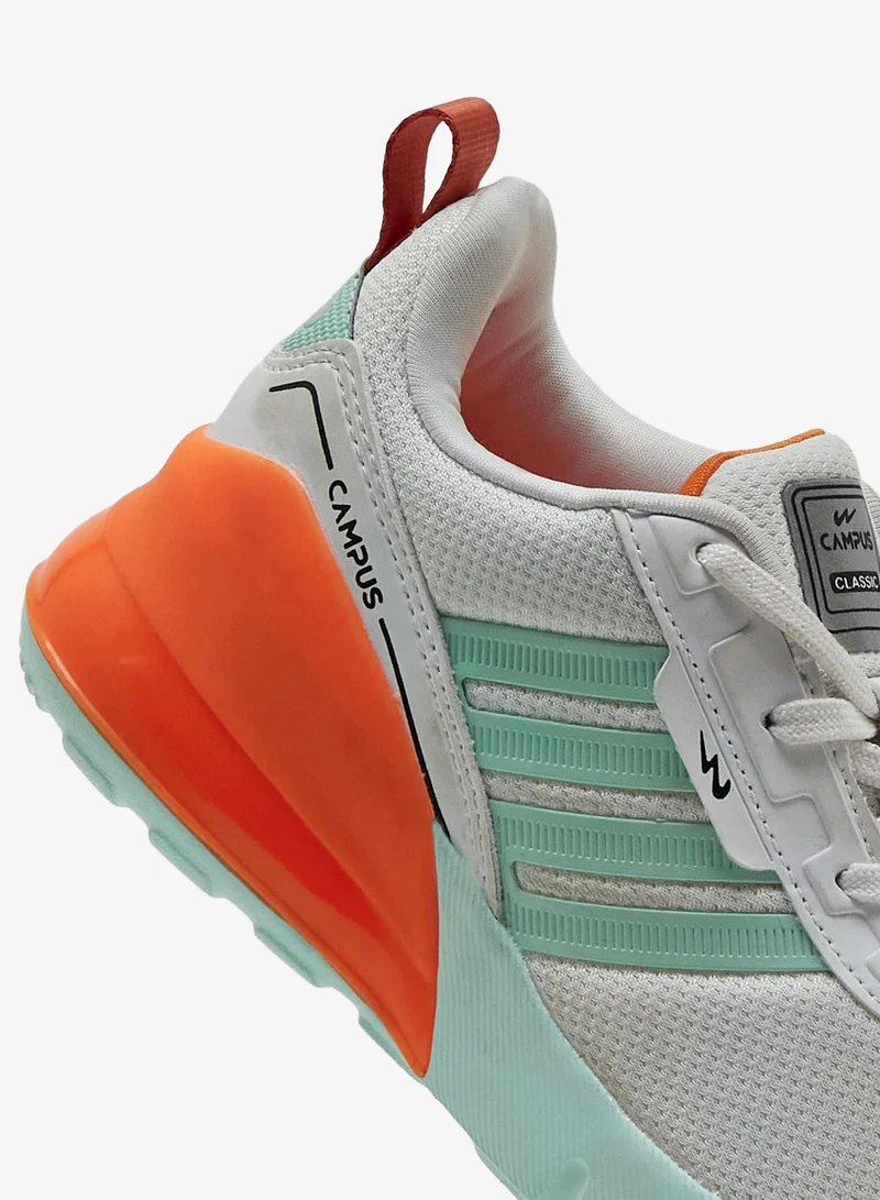 CAMPUS Wht/S.Grn Kids White Low-Top Sneakers - Vibrant Color Splash Shoes with Airy Comfort and Trendy Design  | Best Price UAE