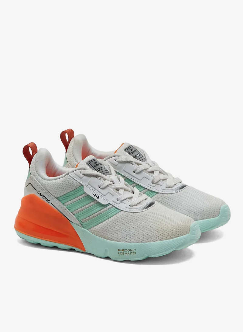 CAMPUS Wht/S.Grn Kids White Low-Top Sneakers - Vibrant Color Splash Shoes with Airy Comfort and Trendy Design  | Best Price UAE