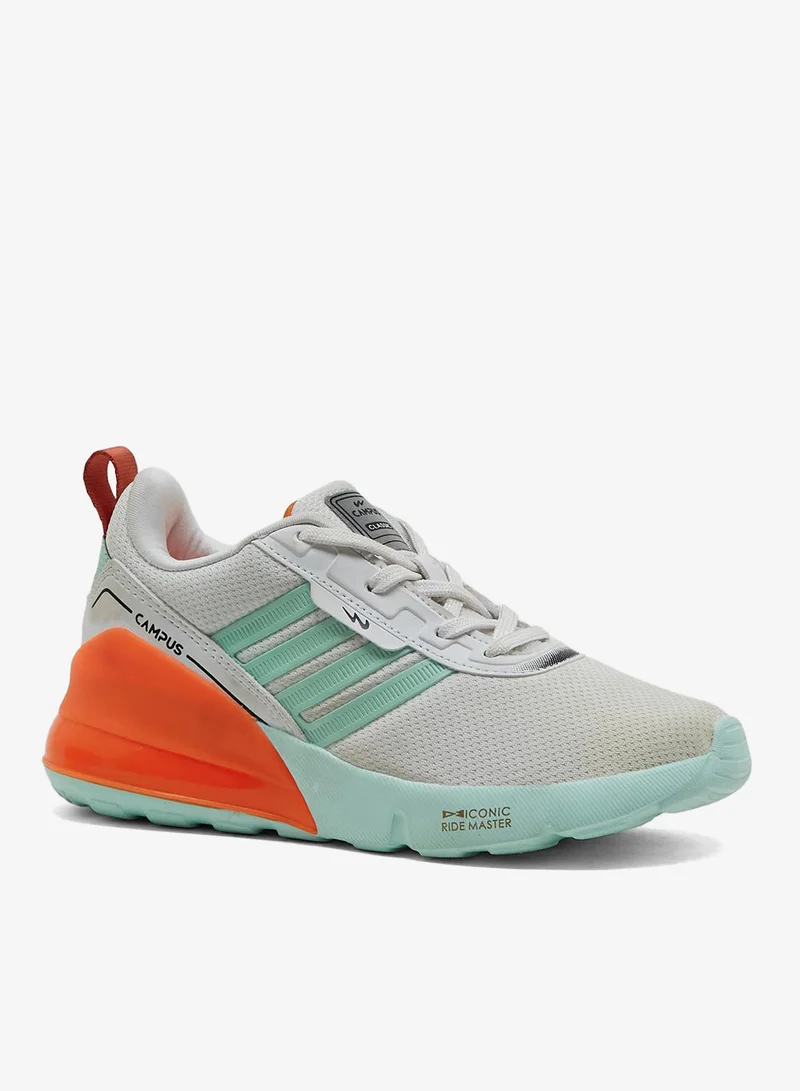 CAMPUS Kids White Low-Top Sneakers - Vibrant Color Splash Shoes with Airy Comfort and Trendy Design