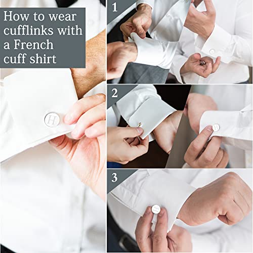 LOYALLOOK Classic Engraved Initial Cufflinks and Tie Clip Bar Set Alphabet Letter Formal Business Wedding Shirts C - Image 5