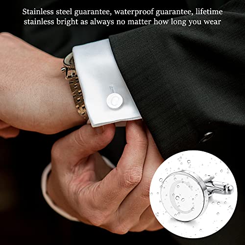 LOYALLOOK Classic Engraved Initial Cufflinks and Tie Clip Bar Set Alphabet Letter Formal Business Wedding Shirts C - Image 4