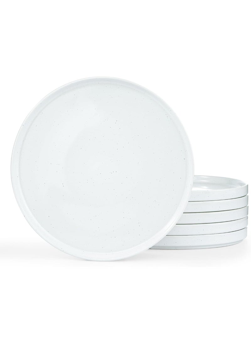 Famiware Nebula 6 Piece Stoneware Dinner Plates in 10.25 inches, Scratch Resistant, Modern Rustic Serving Dishes, White with Colorful Speckles  - Image 1