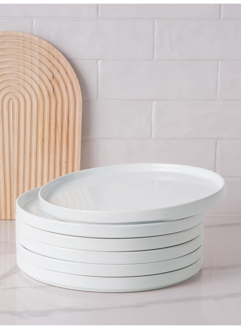 Famiware Nebula 6 Piece Stoneware Dinner Plates in 10.25 inches, Scratch Resistant, Modern Rustic Serving Dishes, White with Colorful Speckles  - Image 3