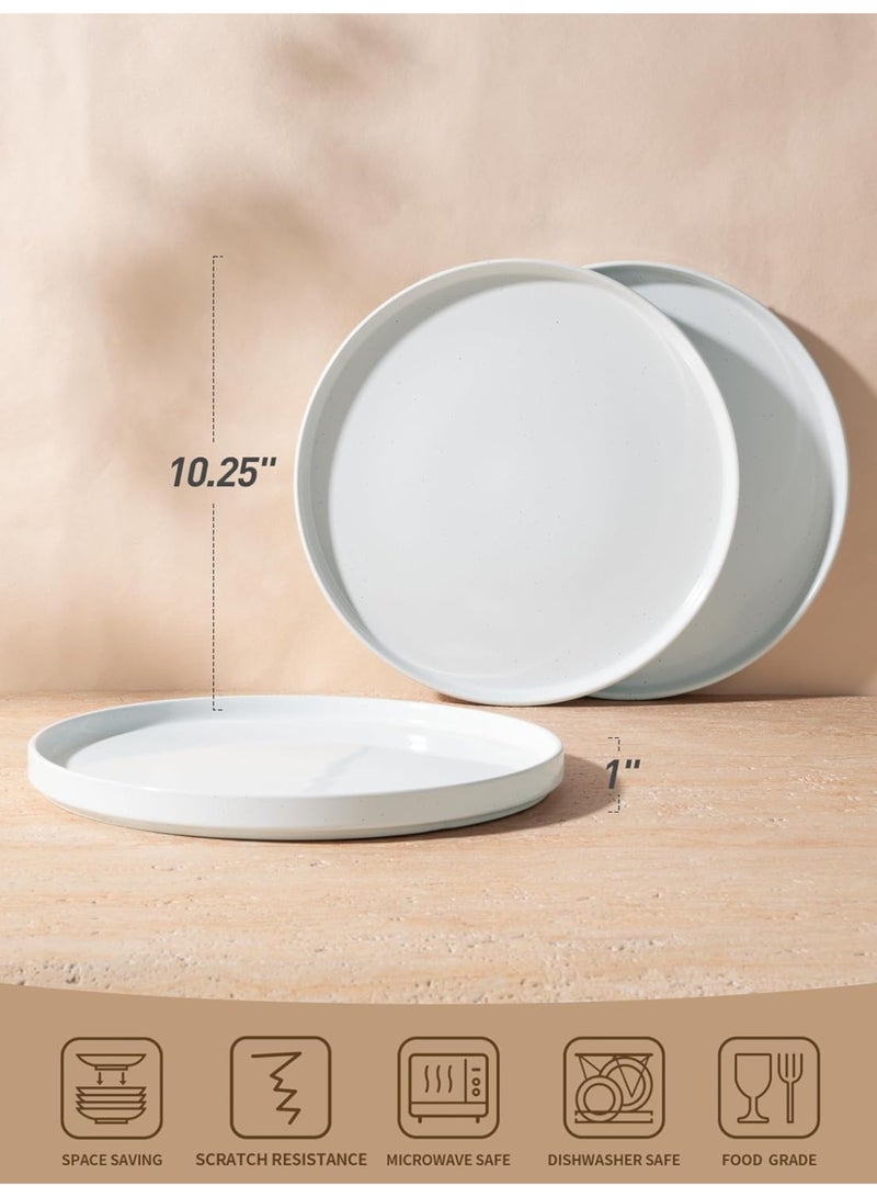 Famiware Nebula 6 Piece Stoneware Dinner Plates in 10.25 inches, Scratch Resistant, Modern Rustic Serving Dishes, White with Colorful Speckles  - Image 2