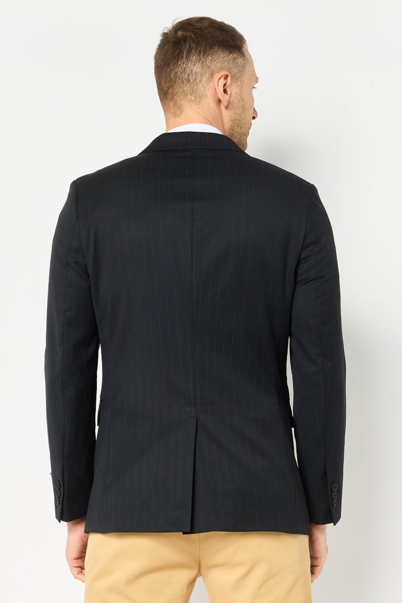 SELECTED Men Regular Fit Stripe Semi Formal Blazer, Navy Blue - Image 4