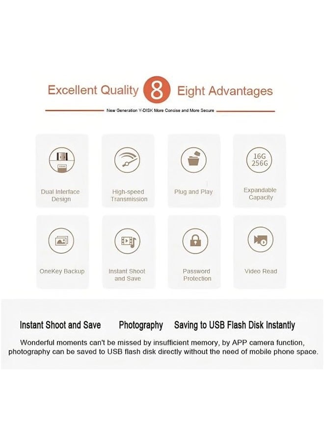 Generic - Photo Stick USB Flash Drive 256GB Memory Stick USB 3.0 High Speed Thumb Drives Portable Mini Jump Drive Storage Device External Storage for Smartphone/Laptop/PC/Android - Image 1