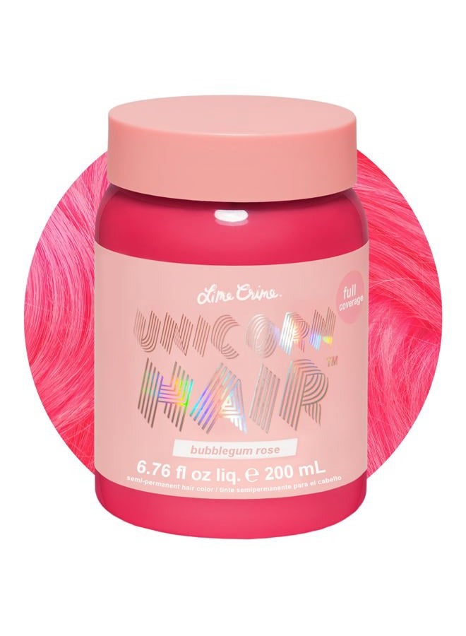 Lime Crime (Bubblegum Rose) - Lime Crime Unicorn Hair Semi-Permanent Hair Dye Bubblegum Rose (Warm Rose) Fantasy Hair Colour, 198mls - Image 1