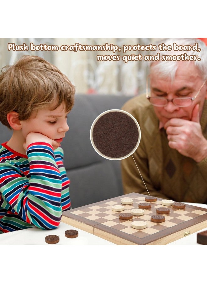 QuadPro Wooden Checkers Pieces Only, 24 Wood Checkers Pieces with Storage Bag, Premium Wood Pieces for Backgammon, Ideal for Replacement or Spare Pieces (1.26”Diameter -Brown&Burlywood) - Image 4