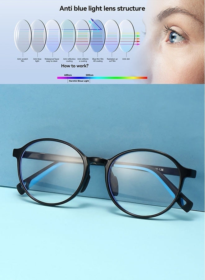 CIKJUK Kids Blue Light Glasses for Boys Girls Round Frame Children Eye Glasses for Reading Gaming Computer Anti Radiation Eyeglasses Students Blue Light Blocking Eyeglass Anti Eye Strain Kid Eyewear Age 3-12 Blue - Image 3