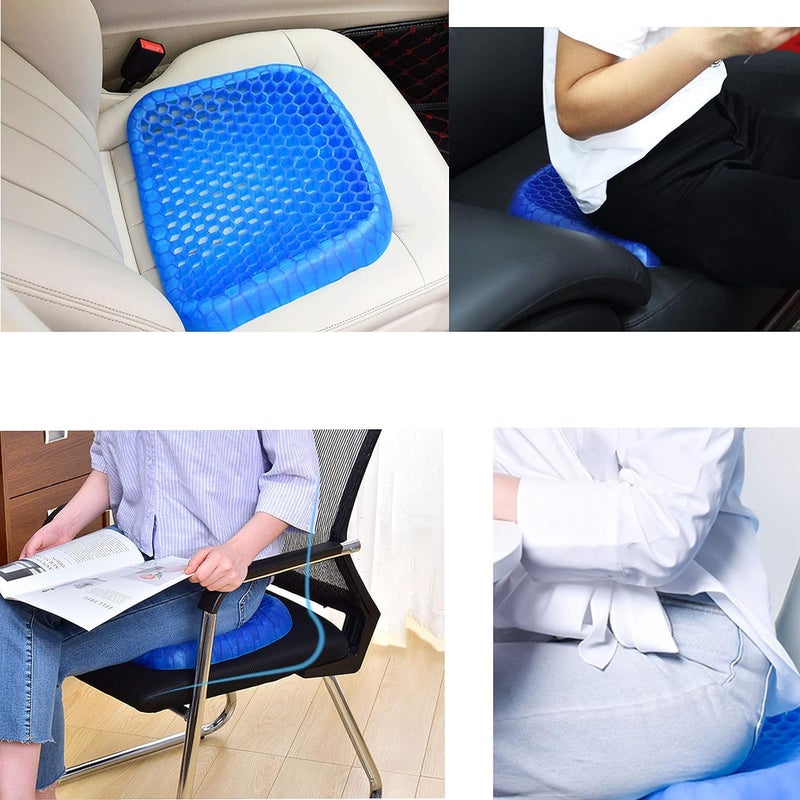 DIKPUL GROUP DIKPUL GROUP Honeycomb Gel Seat Cushion Breathable Durable Portable Cushion Seat Pad Helps in Relieving Back Spine HIPS Pain Gel Cushion Pads with NonSlip Cover for Home Office Car Wheelchair  - Image 4
