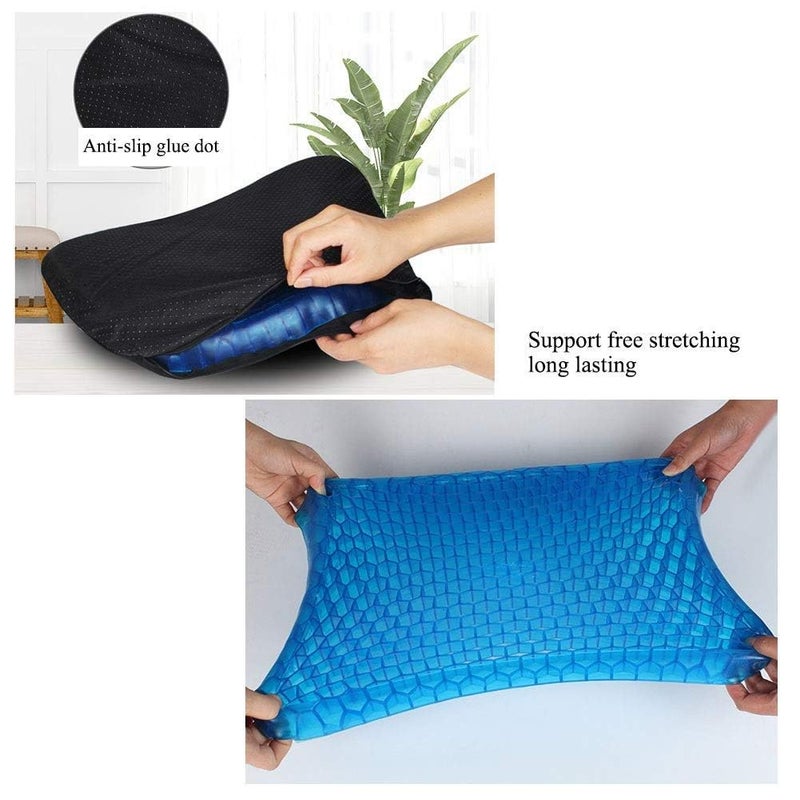 DIKPUL GROUP DIKPUL GROUP Honeycomb Gel Seat Cushion Breathable Durable Portable Cushion Seat Pad Helps in Relieving Back Spine HIPS Pain Gel Cushion Pads with NonSlip Cover for Home Office Car Wheelchair  - Image 3