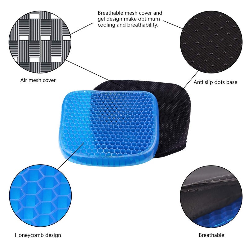 DIKPUL GROUP DIKPUL GROUP Honeycomb Gel Seat Cushion Breathable Durable Portable Cushion Seat Pad Helps in Relieving Back Spine HIPS Pain Gel Cushion Pads with NonSlip Cover for Home Office Car Wheelchair  - Image 2