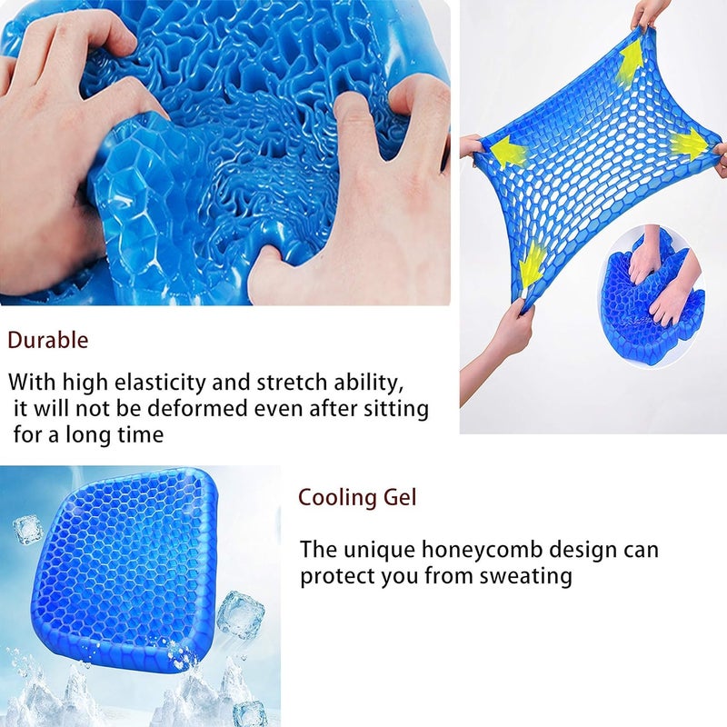 DIKPUL GROUP DIKPUL GROUP Honeycomb Gel Seat Cushion Breathable Durable Portable Cushion Seat Pad Helps in Relieving Back Spine HIPS Pain Gel Cushion Pads with NonSlip Cover for Home Office Car Wheelchair  - Image 5