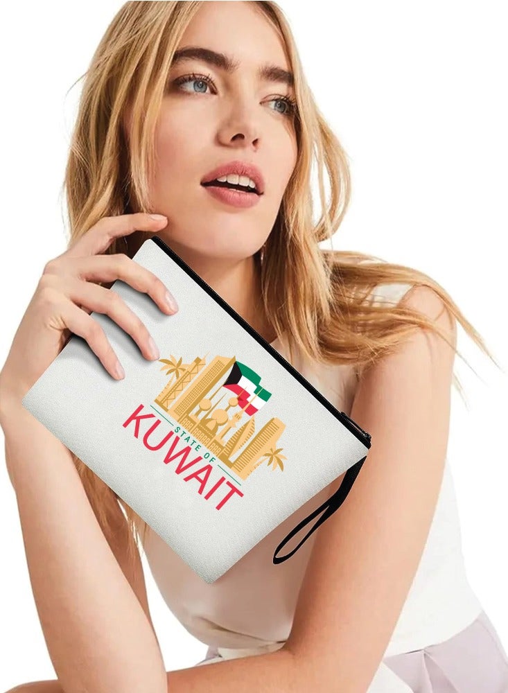 PRINTSHOP4ME Kuwait National Day with Cosmetic Bag - Makeup Bag - Gift for Any Kuwaiti - Cosmetic Pouch - Celebrate with Kuwaiti Skyline Design Makeup Pouch - Image 4