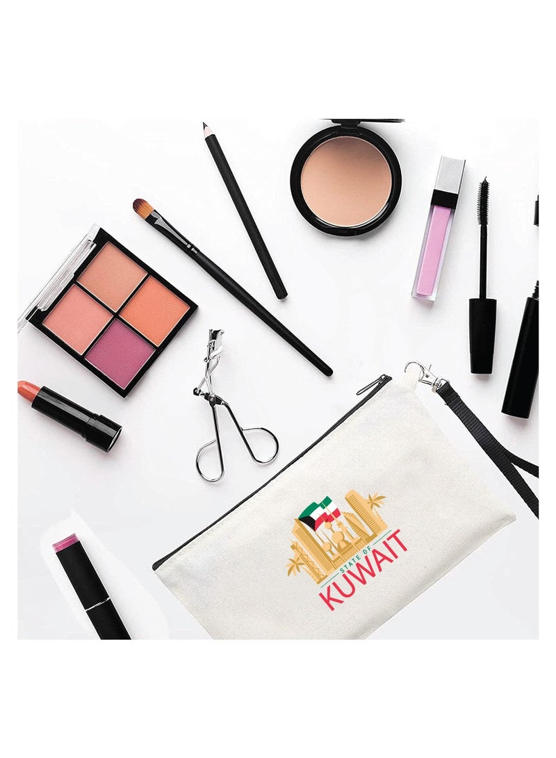 PRINTSHOP4ME Kuwait National Day with Cosmetic Bag - Makeup Bag - Gift for Any Kuwaiti - Cosmetic Pouch - Celebrate with Kuwaiti Skyline Design Makeup Pouch - Image 2
