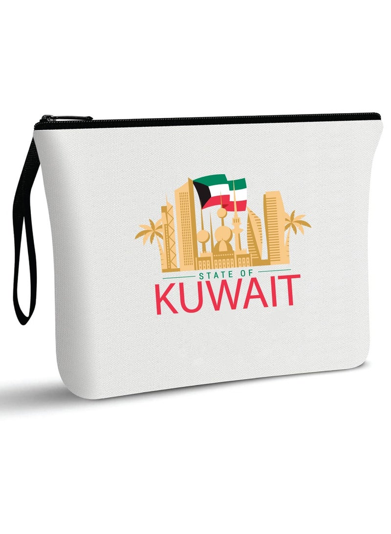 PRINTSHOP4ME Kuwait National Day with Cosmetic Bag - Makeup Bag - Gift for Any Kuwaiti - Cosmetic Pouch - Celebrate with Kuwaiti Skyline Design Makeup Pouch - Image 1