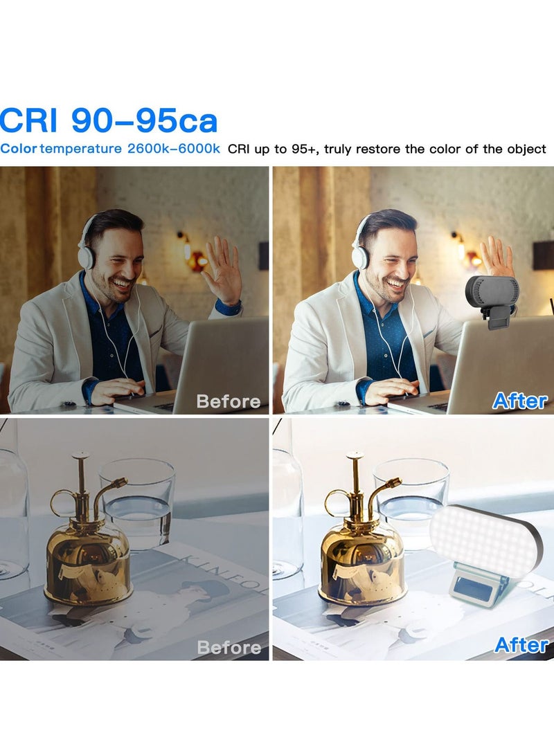 Excefore Video Light, LED Camera Light Computer Video Conference Light, Portable Selfie Light High Power 3000mAh Rechargeable/CRI 95+/3 Lights Modes/3 Bases for Phone, iPhone, Zoom, Picture, Makeup (with Clip)  - Image 5