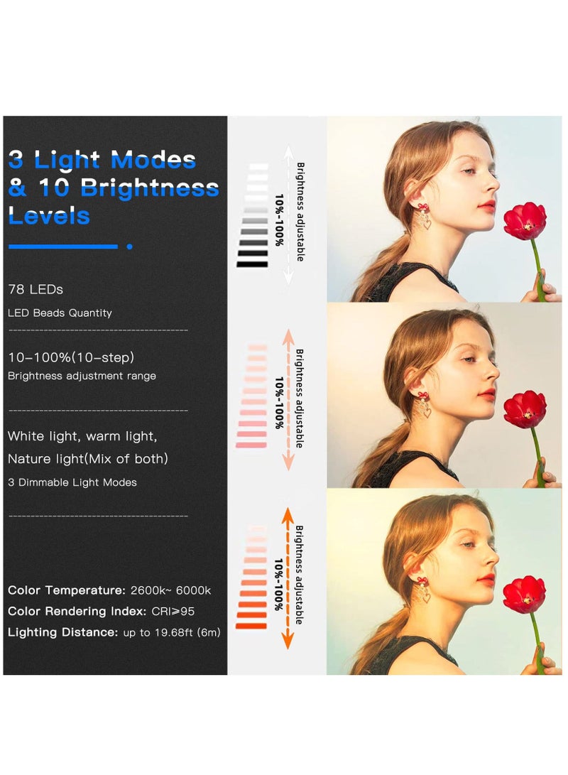 Excefore Video Light, LED Camera Light Computer Video Conference Light, Portable Selfie Light High Power 3000mAh Rechargeable/CRI 95+/3 Lights Modes/3 Bases for Phone, iPhone, Zoom, Picture, Makeup (with Clip)  - Image 4