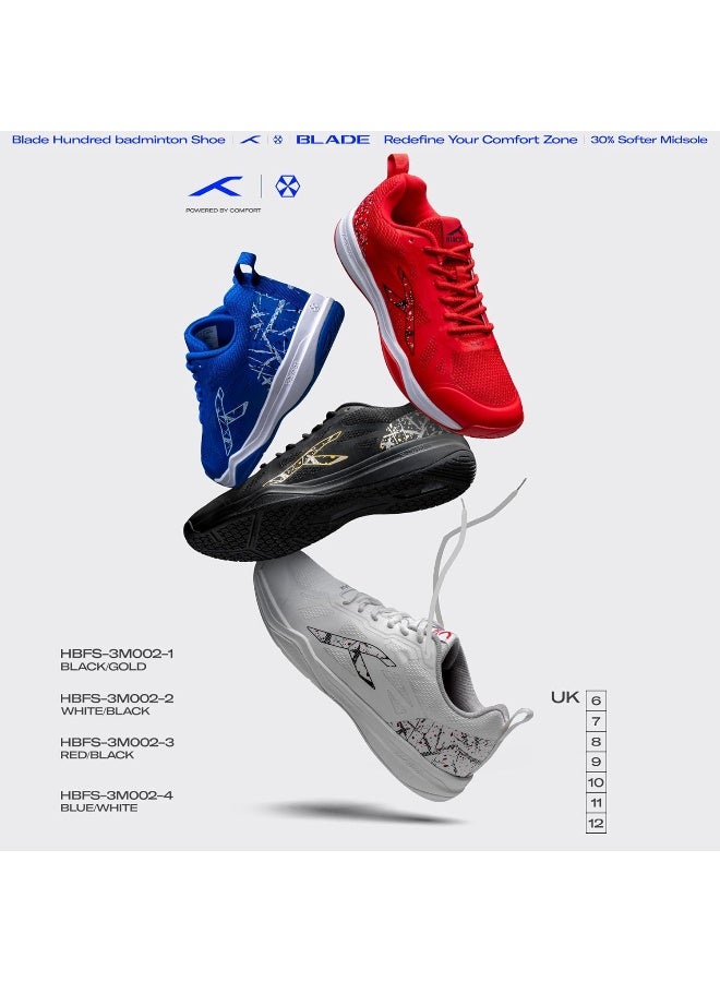 HUNDRED Blade Unisex-Adult Badminton Shoes (Non Marking) | Lightweight & Durable (White/Black, 11Uk) - Image 3