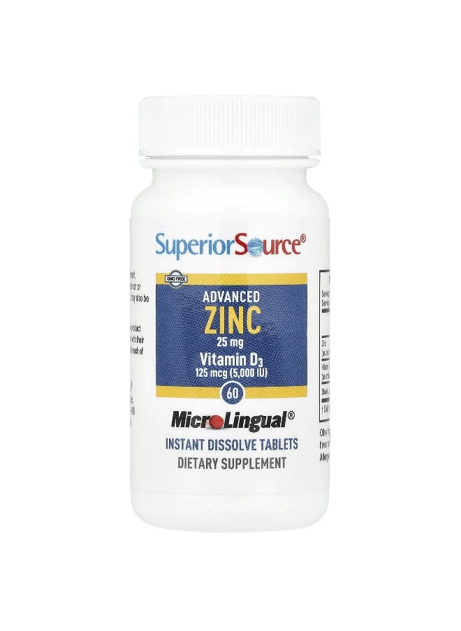 Superior Source - Superior Source, Advanced Zinc, Vitamin D3, 60 MicroLingual® Instant Dissolve Tablets - Image 1