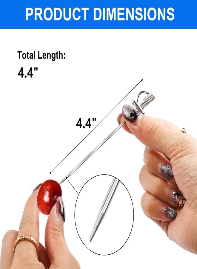 DEAYOU 15 PCS 18/10 Stainless Steel Cocktail Toothpicks, 4.4" Martini Drink Pick Stick, Metal Reusable Cocktail Skewers, Fruit Garnish Pick Swizzle Stirrer for Olive, Appetizer, Decor, Silver, Swords - Image 2
