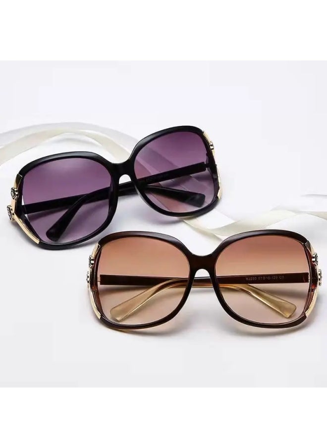 Generic - New Vintage Woman Camellias Oval Shape Sunglasses Fashion Brand Designer Sun Glasses Trendy Street Shoot Shades Gafas De Sol-Lenses Color:A2-Frame Color:As shown in the figu - Image 1