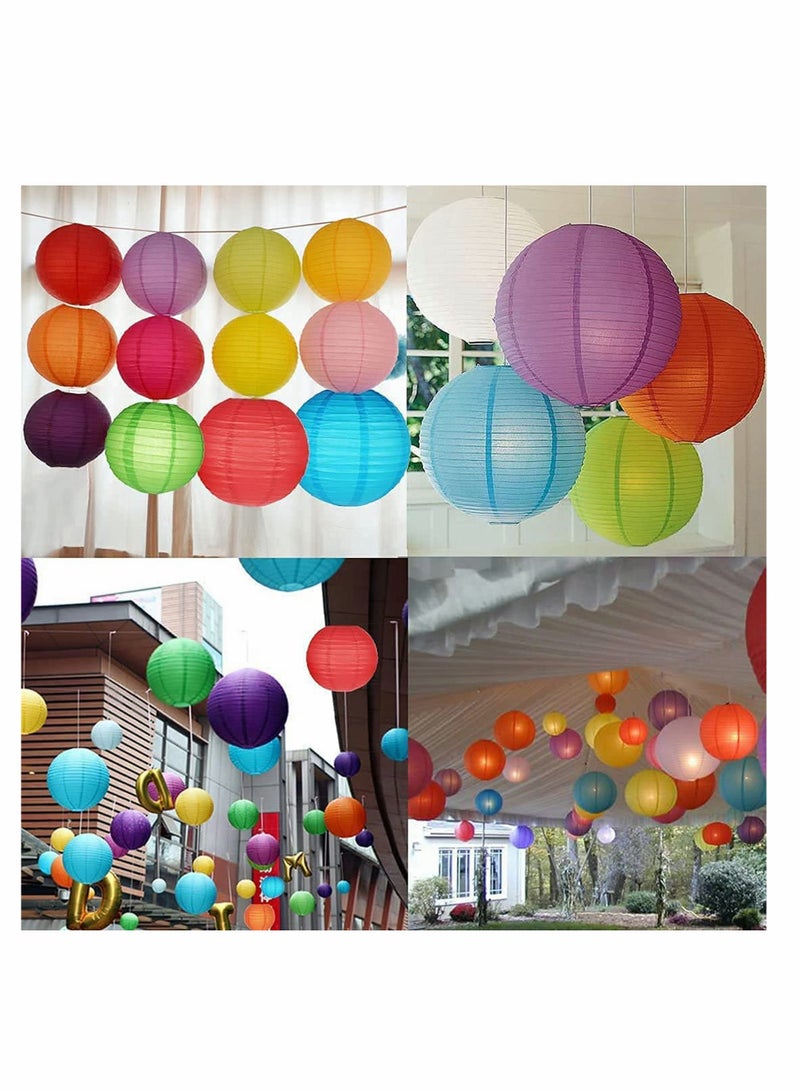10Pcs Blue Paper Lanterns Decorative, Round Foldable Lanterns for Birthday, Wedding, Bridal Shower, Home Decor, Party (Sizes: 4”, 6”, 8”, 10”) - Image 5