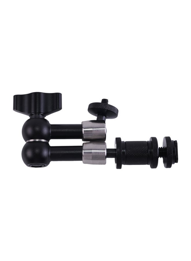 Generic Double Ball Head Universal Bracket SLR Camera Monitor Magic Handle Strange Hand Hot Boot Bracket Pea Clip Strange Hand-Color:7inch Stainless Steel Black - Image 1