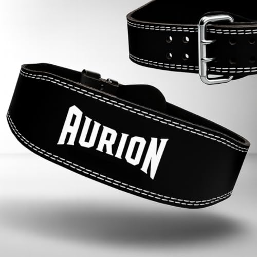 Aurion Gym Belt For Weight Lifting Super Black Deadlift Belt, Powerlifting & Strength Training With Double Pronged Buckle, 4mm Thickness EVA Padded Lifting Belt For Men And Women (S/M) - Image 1