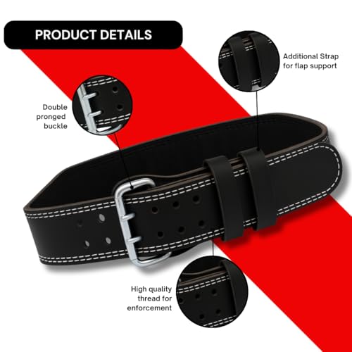 Aurion Gym Belt For Weight Lifting Super Black Deadlift Belt, Powerlifting & Strength Training With Double Pronged Buckle, 4mm Thickness EVA Padded Lifting Belt For Men And Women (S/M) - Image 2