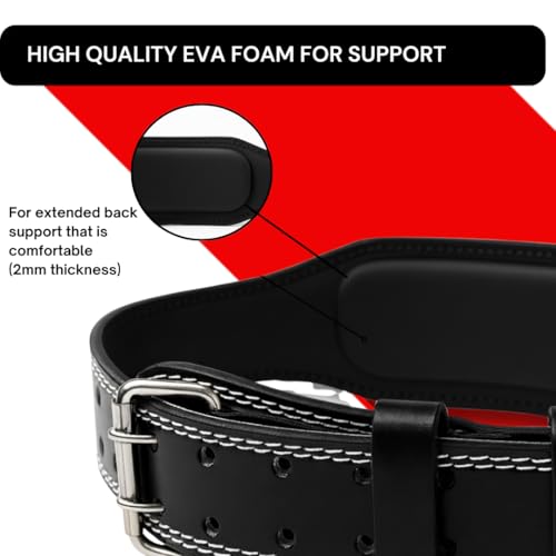 Aurion Gym Belt For Weight Lifting Super Black Deadlift Belt, Powerlifting & Strength Training With Double Pronged Buckle, 4mm Thickness EVA Padded Lifting Belt For Men And Women (S/M) - Image 3