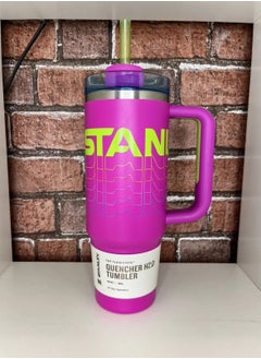 Reverb 40oz Insulated Stainless Steel Travel Mug – Hot Magenta Double-Wall Tumbler with Spill-Proof Lid & Reusable Straw – Keeps Drinks Hot or Cold for Hours – Large Leak-Resistant Eco-Friendly Hydration Cup for Travel, Office, Gym & Daily Use