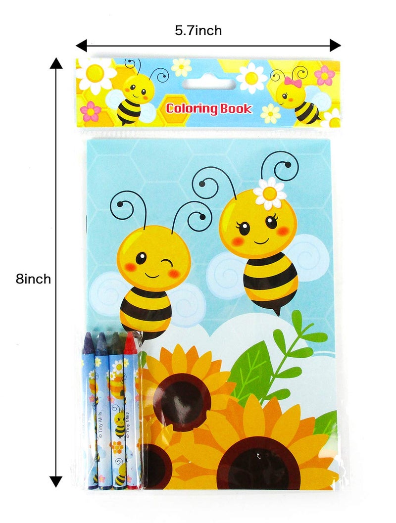 TINYMILLS Bumble Bees Honeybees Coloring Book and Crayon Set for Kids Party Favors with 12 Coloring Books and 48 Crayons for Birthday Goody Bag Stuffers Carnival Prizes - Image 3