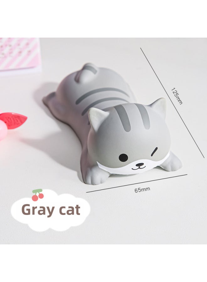 Stress Relief Mouse Pad Wrist Rest For Women Cute Cartoon Office Desktop Wrist Support Hand Rest Pillow-Color:Gray Cat  - Image 1