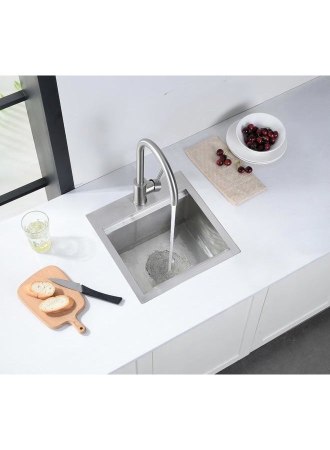 Doirteal Kitchen Sink 15 x 15 Bar Sink Drop In Stainless Steel Workstation Sink, Single Bowl Kitchen Sink with Accessories - Image 3