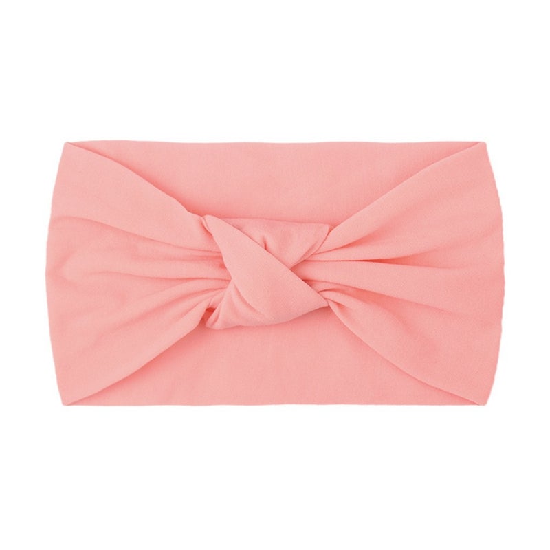Generic European and American Spring New Childrens Headwear Baby Solid Color Nylon Knot Wide Side Headscarf Baby Hair Belt Deep bean paste