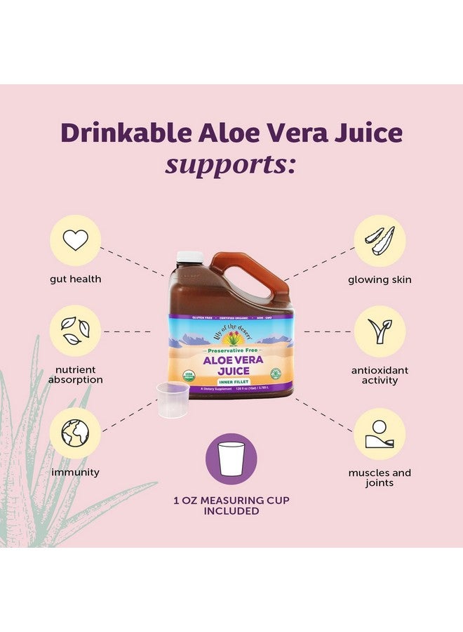 Lily Of the Desert Lily of the Desert Aloe Vera Juice - Organic, Preservative-Free Inner Fillet Aloe Vera Drink with Natural Digestive Enzymes for Gut Health, Stomach Relief, Wellness, Glowing Skin, 128 Fl Oz  - Image 3