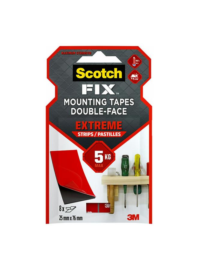 Scotch Brite 8-Piece Extreme Double-Face Mounting Strips Red and Black 25 x 76mm - Image 1