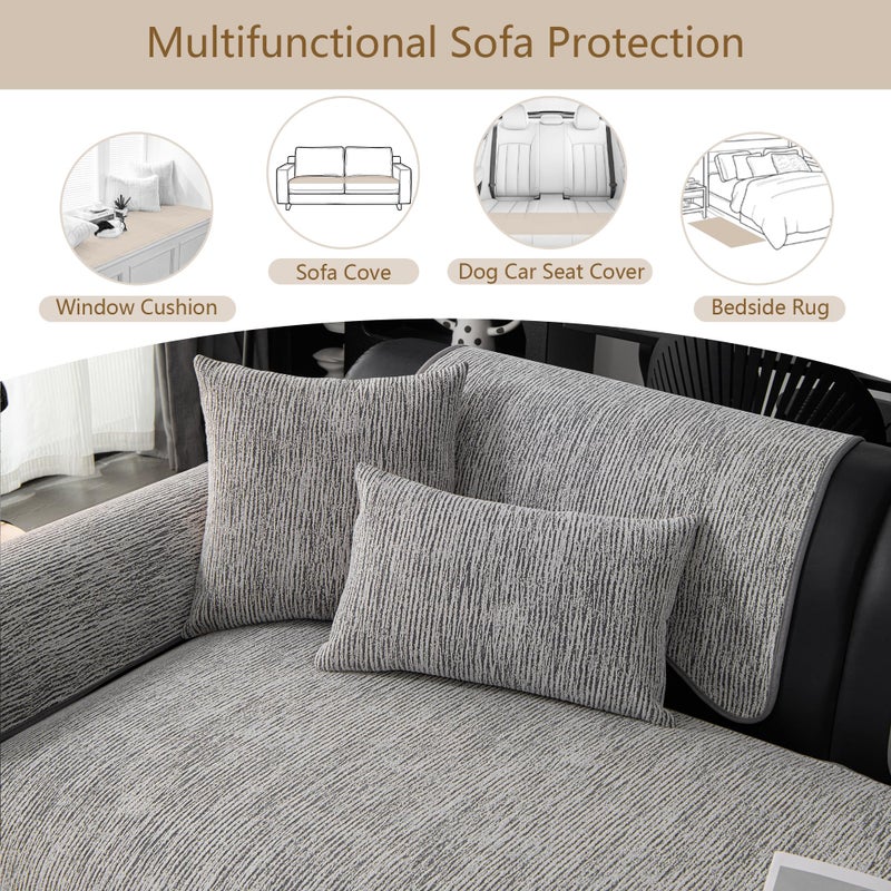 MEETSKY Couch Cover for Dogs Washable, Non Slip Couch Covers for 2 Cushion Couch Sofa Pet Friendly, Sofa Cover Furniture Protector Covers, Dog Mat for Couches, Dark Grey, 35" x 71" (Only 1 Piece) - Image 4