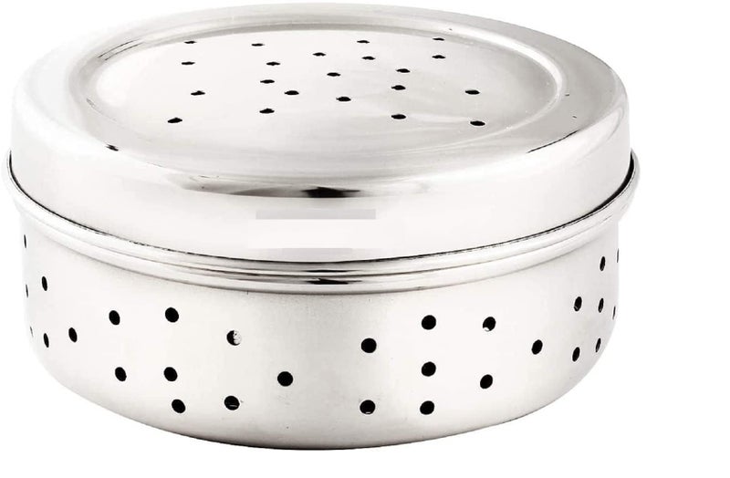 Dynore Stainless Steel Hole Puri Dabba/Kothmir dabba/Sprout Maker/coriander dabba/Flat Dabba With Air Ventilation Hole Through it - Image 1