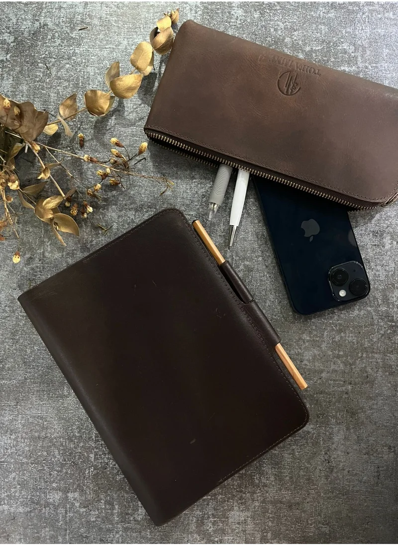 تحفة لوكس TohfaLuxe Premium Leather Desk Gift Set of 3 - Brown