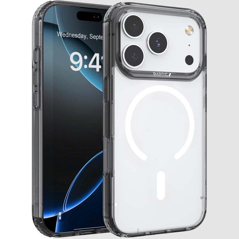 RAPTIC Diamond Clear Designed Case for Phone 17 Pro Maxâ€“Compatible with MagSafe, Shockproof Military Grade Protection, Never Yellowing Slim Case, 10ft Drop Tested, Clear/Black - Image 1