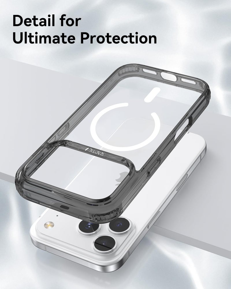 RAPTIC Diamond Clear Designed Case for Phone 17 Pro Maxâ€“Compatible with MagSafe, Shockproof Military Grade Protection, Never Yellowing Slim Case, 10ft Drop Tested, Clear/Black - Image 3