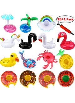 Y&D 16-Piece Inflatable Drink Holders Floating Cup Holders Beverages Beer Coasters For Summer Swim Pool Party  - Image 1