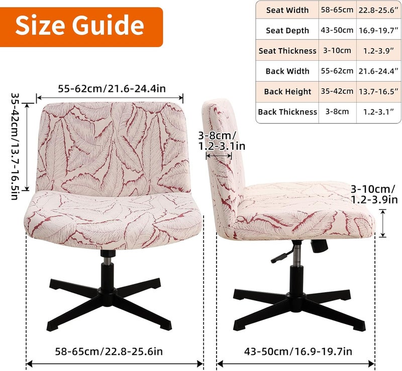 Fuloon Criss Cross Chair Cover, Stretchable, Solid Jacquard, Armless Chair Slipcovers for Office/Desk/Mid Back Wide Seat/Computer/Task/Vanity Chair (Reed -Shaped Jacquard, Red) - Image 3