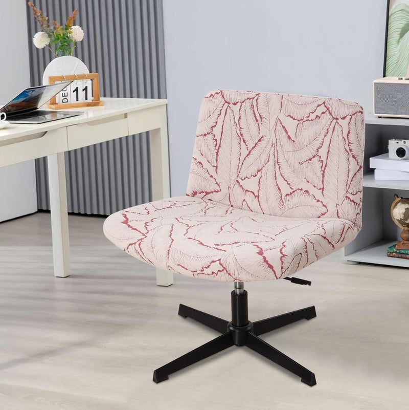 Fuloon Criss Cross Chair Cover, Stretchable, Solid Jacquard, Armless Chair Slipcovers for Office/Desk/Mid Back Wide Seat/Computer/Task/Vanity Chair (Reed -Shaped Jacquard, Red) - Image 4