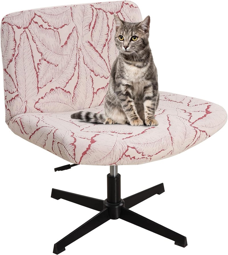 Fuloon Criss Cross Chair Cover, Stretchable, Solid Jacquard, Armless Chair Slipcovers for Office/Desk/Mid Back Wide Seat/Computer/Task/Vanity Chair (Reed -Shaped Jacquard, Red) - Image 1
