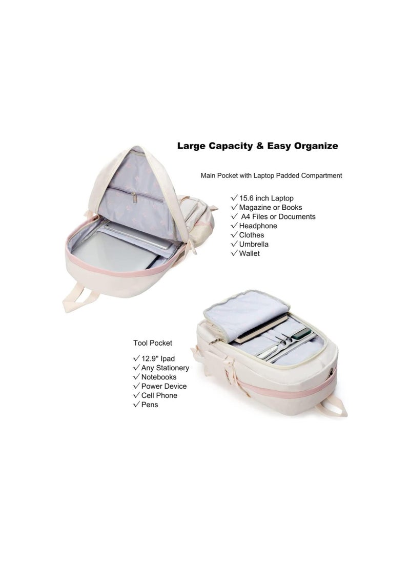 Generic - Girls Backpacks Aesthetic Backpacks Cute School Bags School Bags Kawaii Anime Girls Backpacks, White - Image 1