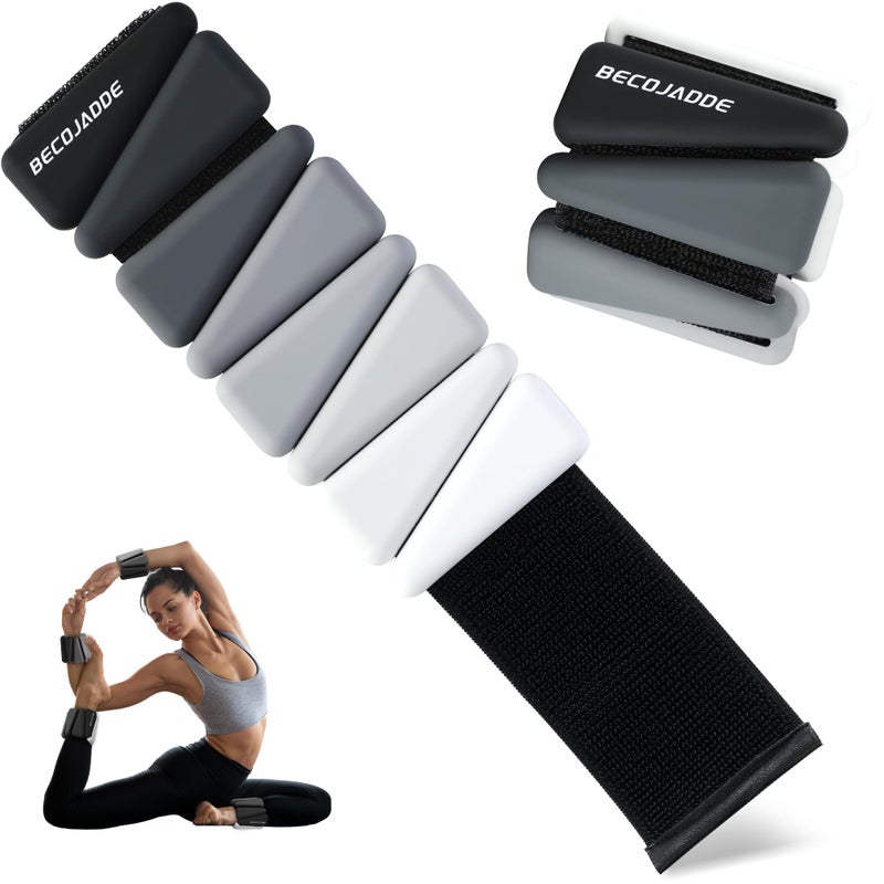 BECOJADDE Ankle Weights for Women Wrist Weights Set of 2 (1 lb Each) Adjustable Arm Leg Weight for Womens Men Suitable for Walking Swimming Running Pilates Yoga Gym, Gradient Black - Image 1