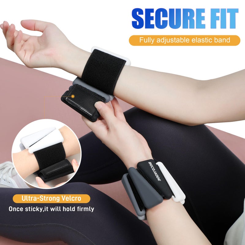 BECOJADDE Ankle Weights for Women Wrist Weights Set of 2 (1 lb Each) Adjustable Arm Leg Weight for Womens Men Suitable for Walking Swimming Running Pilates Yoga Gym, Gradient Black - Image 4